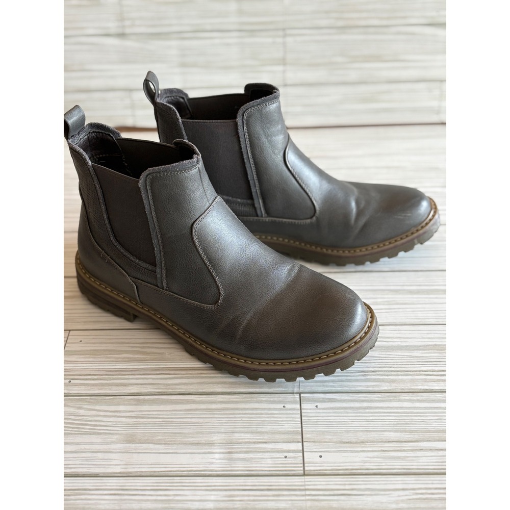 Bruno Marc ENGLE-03 Mens Chelsea Boots Grey Faux‎ Leather Ankle Lug Sole Size 8